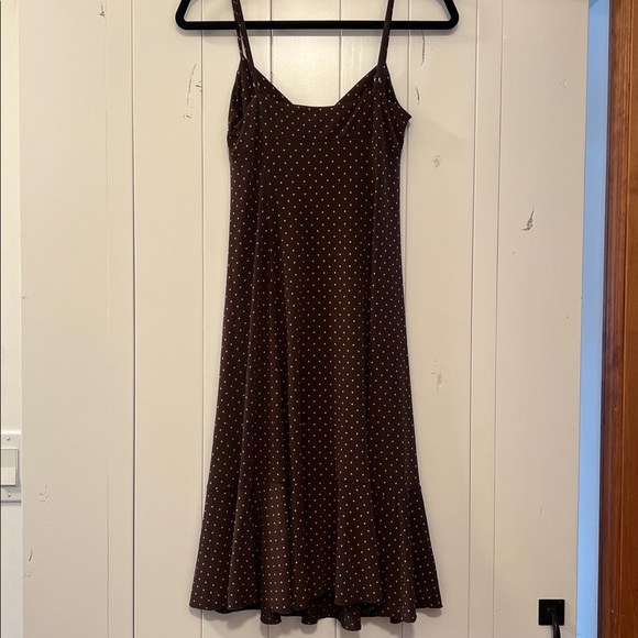 BCBGMaxAzria Dark Brown Dress with Pink Polka Dots - Picture 2 of 7